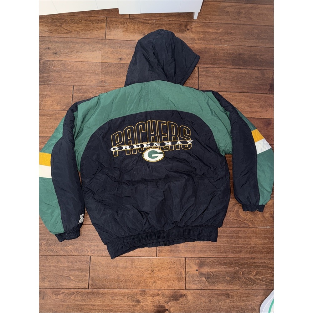Vintage 90's NFL Green‎ Bay Packers Pullover Starter Jacket, Men's Size XL - Picture 2 of 13